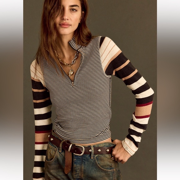 We The Free Tops - NWT We the Free Avery Long Sleeve Top Black Combo Large